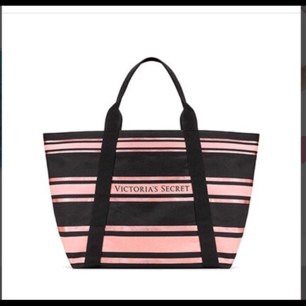 🆕 Victoria’s Secret Tote Bag Sparkle Pink Black - Picture 2 of 3